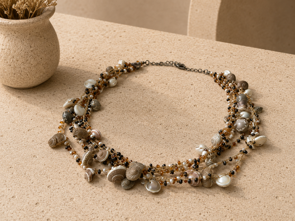 Ketting maat One size Beige/multicolor schelpjes