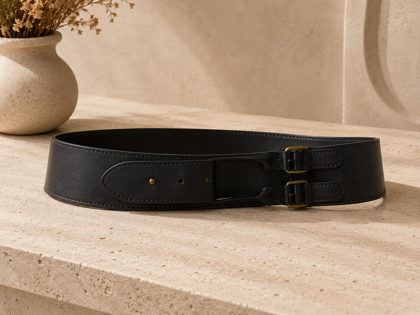 Purdey zwarte leren riem maat 85 – tijdloze damesriem met klassieke uitstraling