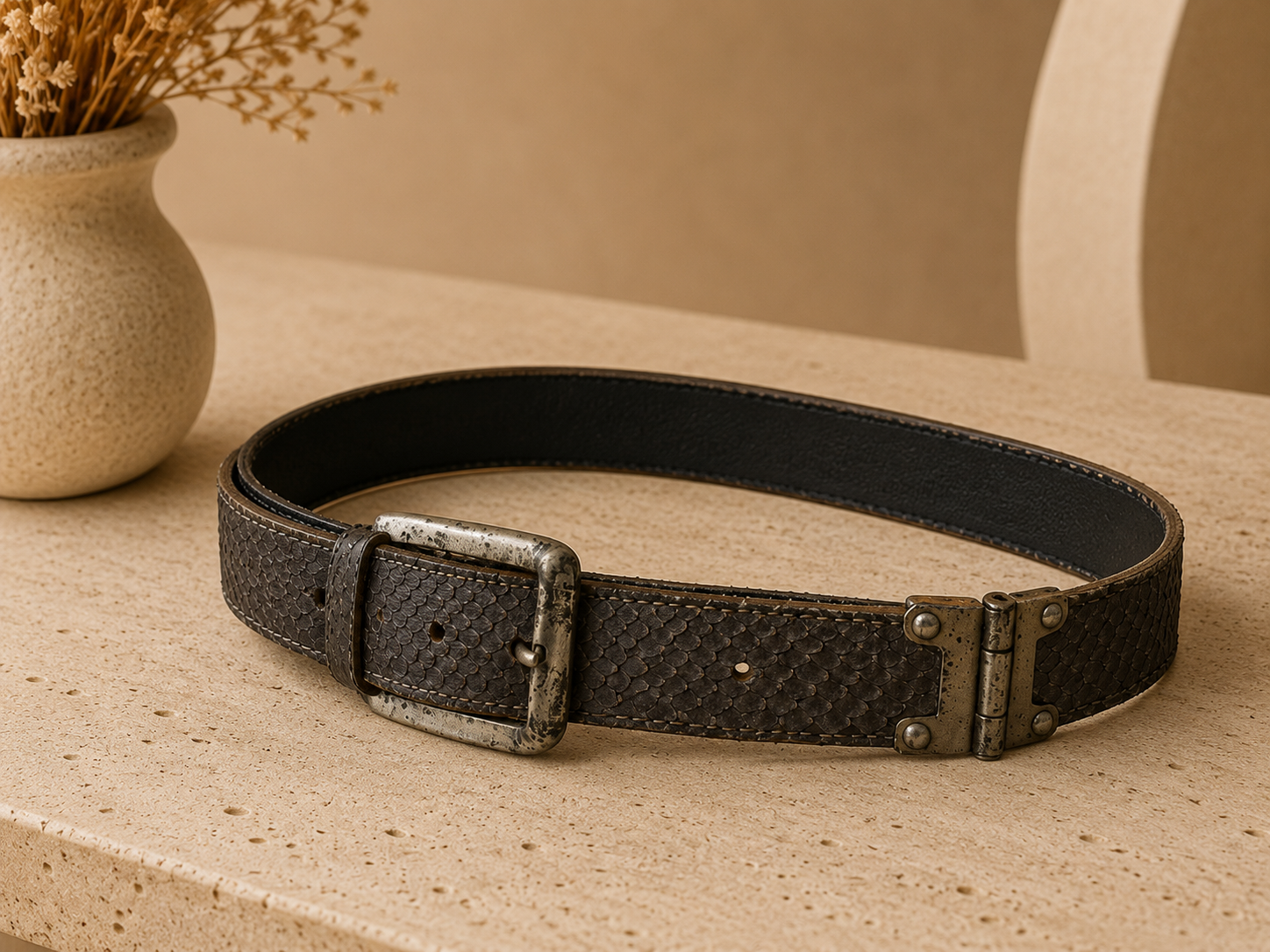Monck riem maat 95 zwart-grijs