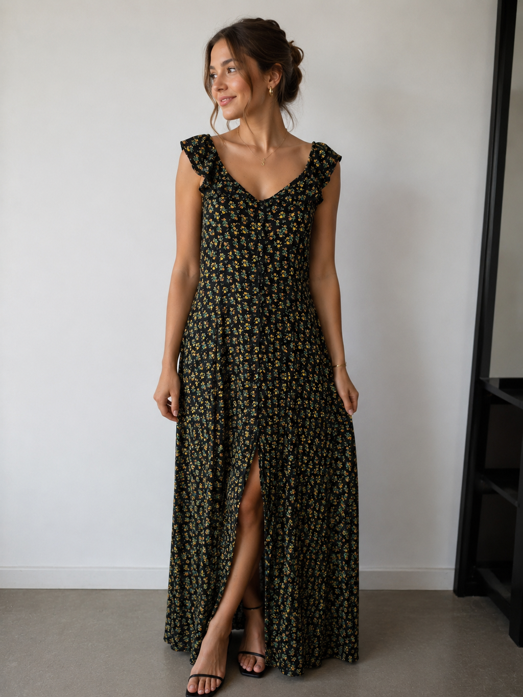 Colourful Rebel lange jurk zwart/geel maat XL