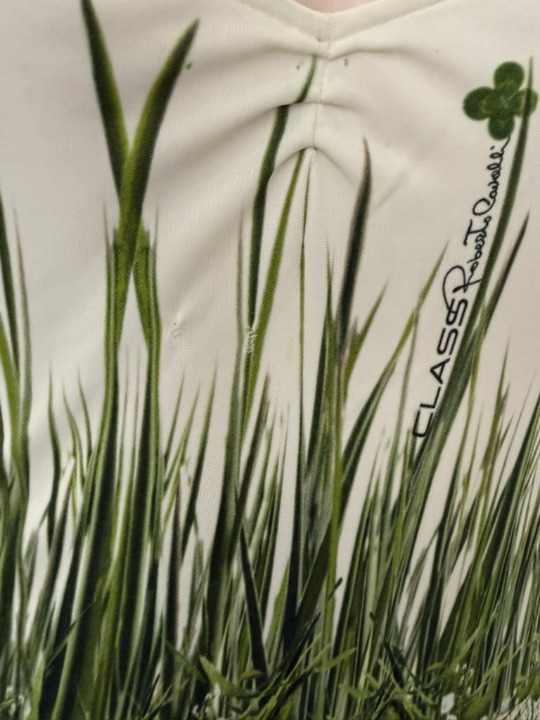 CLASS ROBERTO CAVALLI - Jurk - mouwloos, bloemenprint, roze rand aan zoom - XL