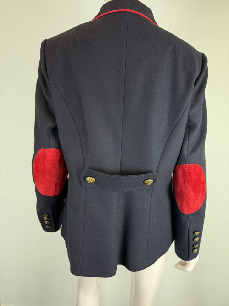 signora M. - Blazer - donkerblauw, rode biezen, goudkleurige knopen