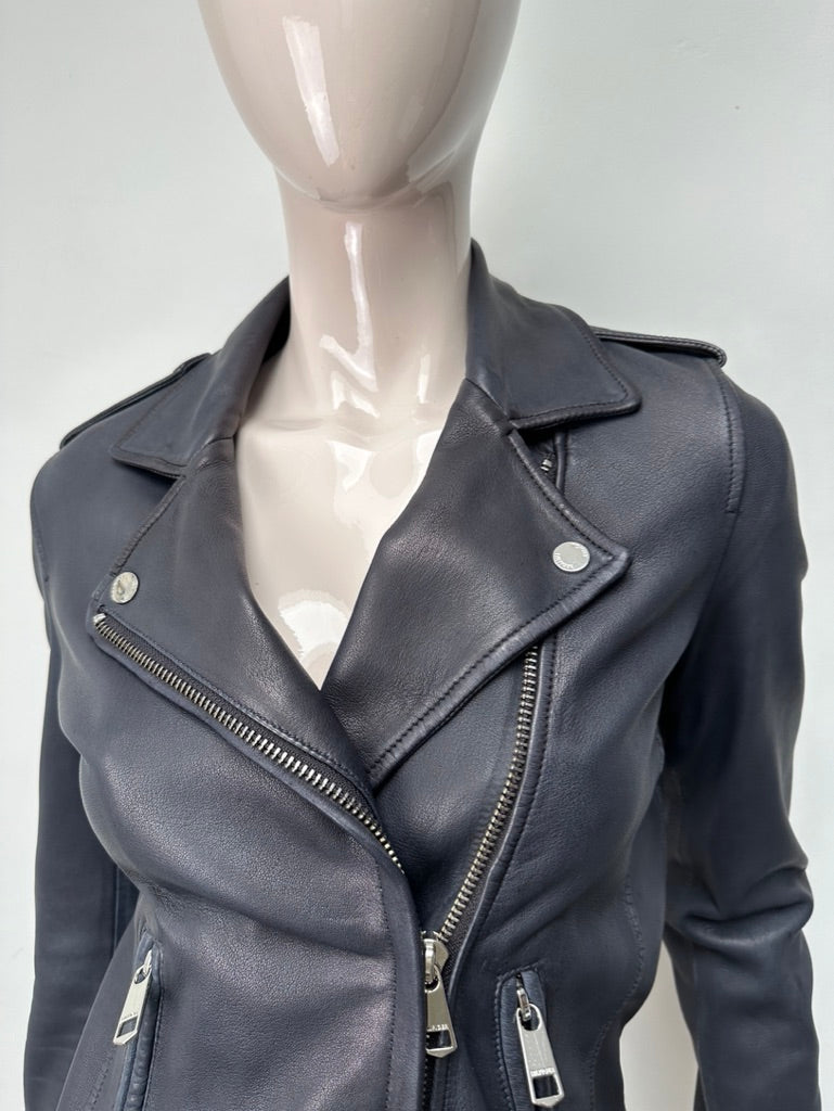 Tommy Hilfiger blauw leren biker jasje maat XS