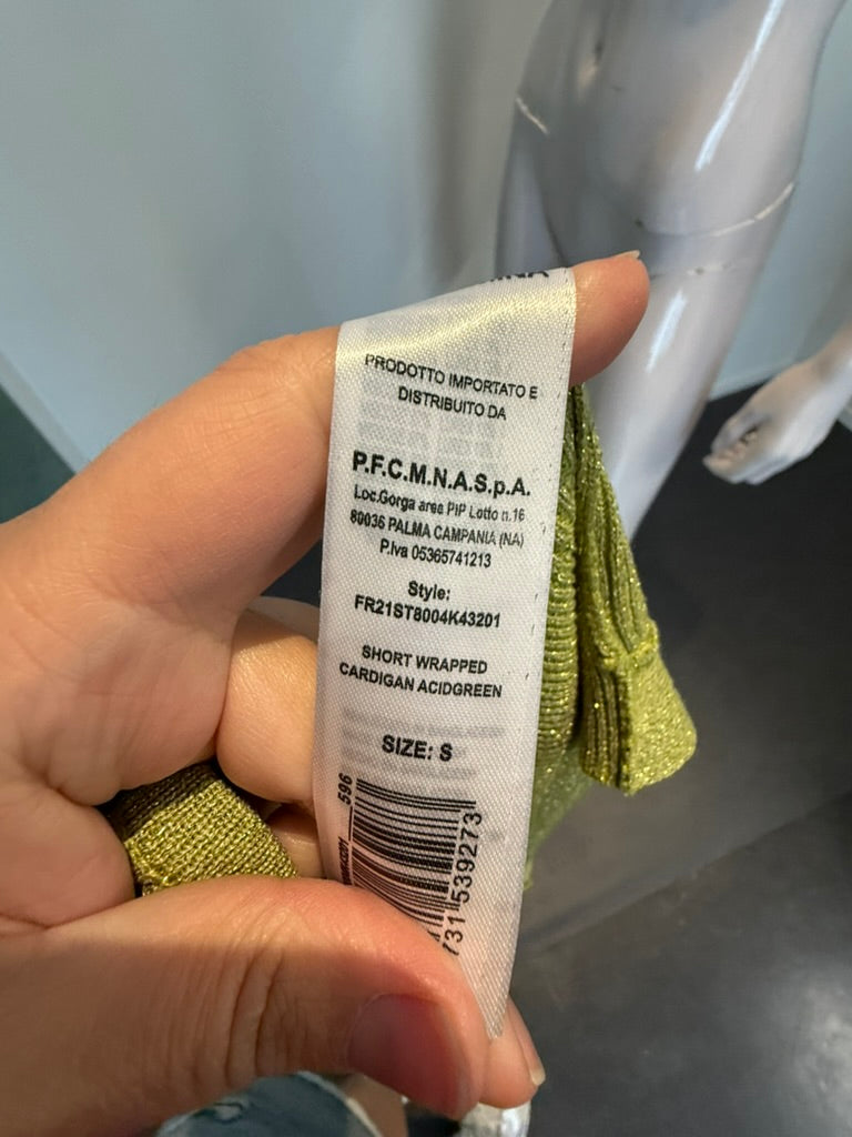 FRACOMINA - Vest - groen, ribgebreid, wikkelmodel - S