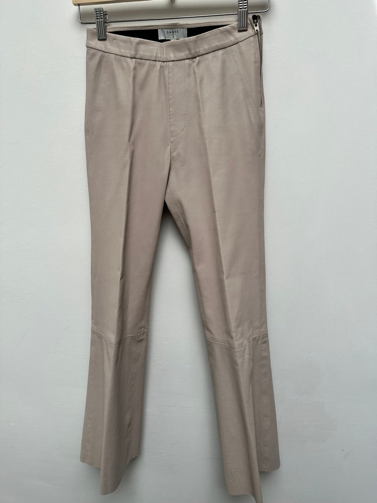 Dante6 - Broek - beige, stretchleer, uitlopende pijpen