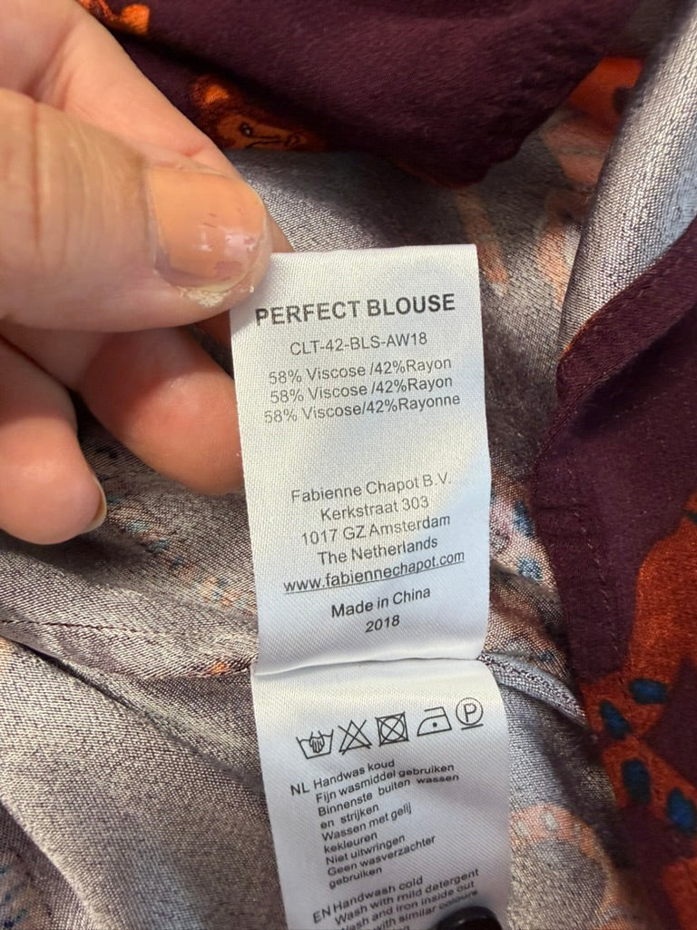 Fabienne Chapot - Blouse - dierenprint, bordeaux/oranje, lange mouwen - XL