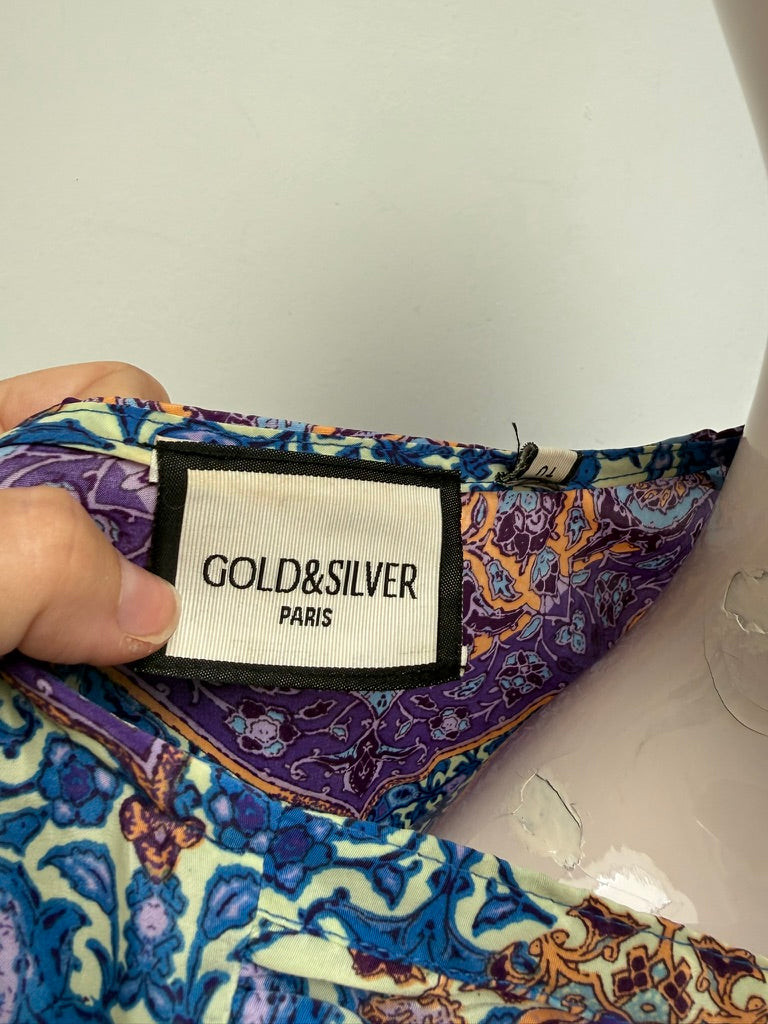 GOLD & SILVER - Jurk - meerkleurig, paisley- en bloemenprint, V-hals Taille Unique