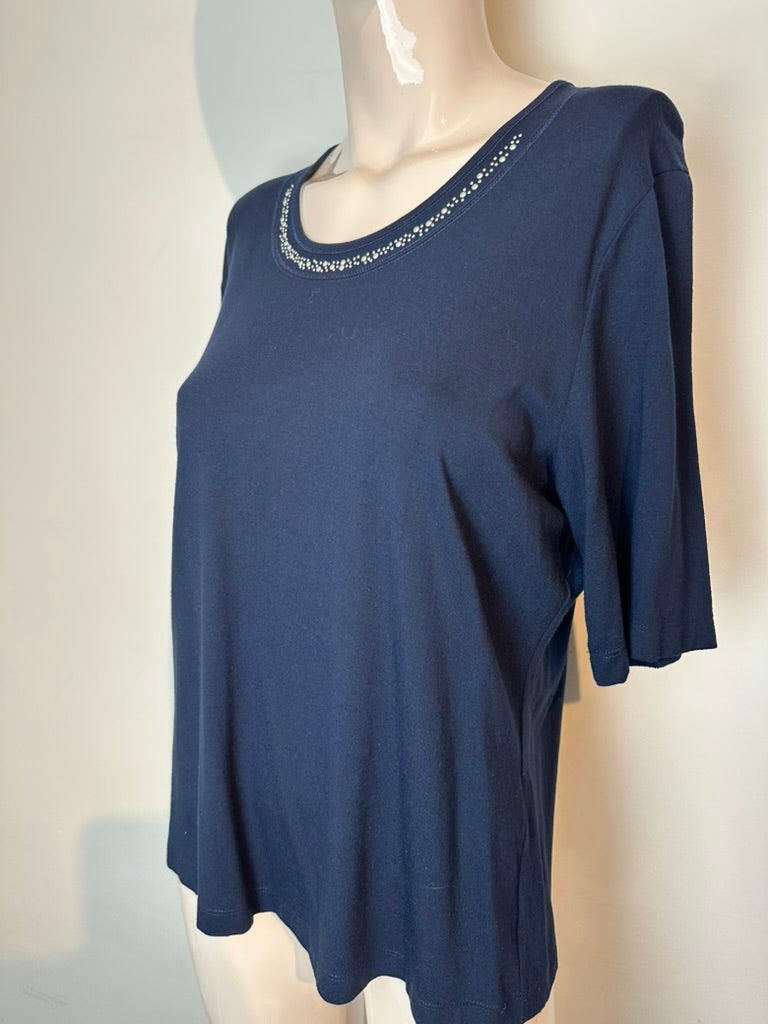 RABE - Blouse - blauw, ronde hals - L