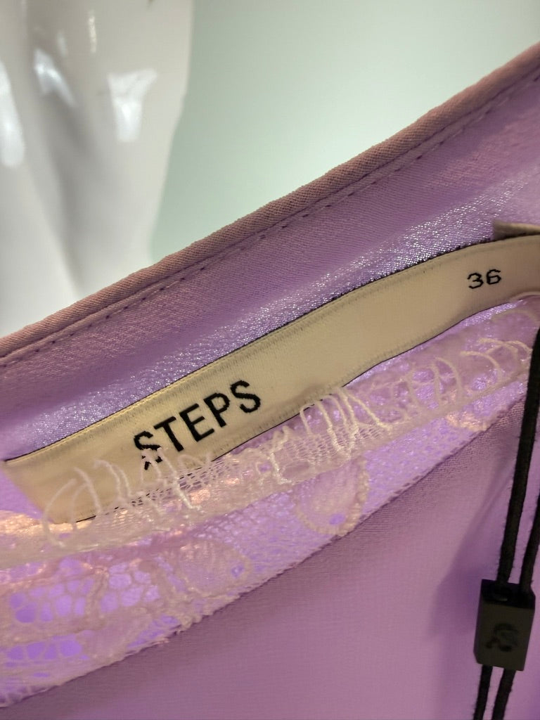 STEPS - Top - paars, V-hals, kantafwerking - S