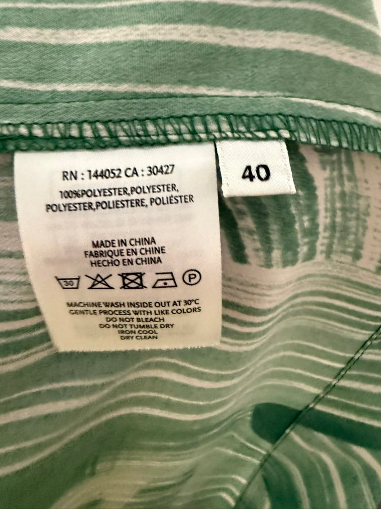 ESSENTIEL ANTWERP - Jurk - groen/beige, abstracte print, korte mouwen - L