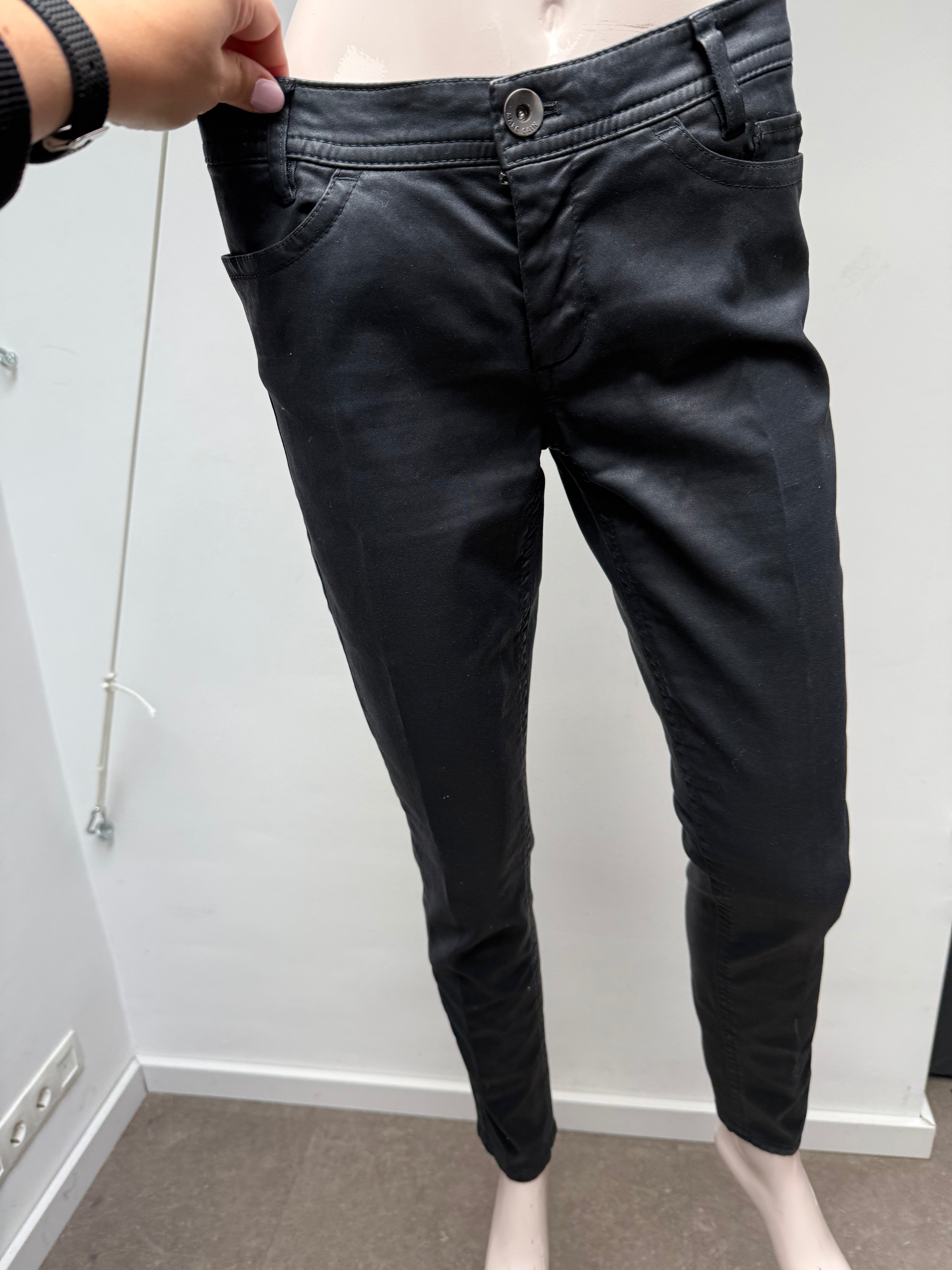 Marc Cain glanzende Broek maat 40 donkerblauw