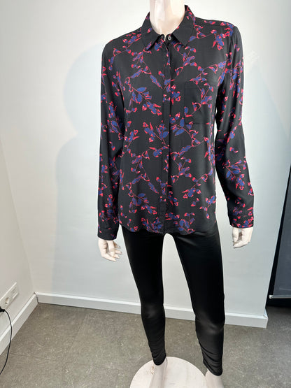 Modström zwarte gebloemde blouse maat S