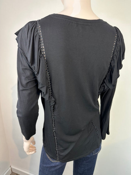 Revelation zwarte top met ruffle maat M