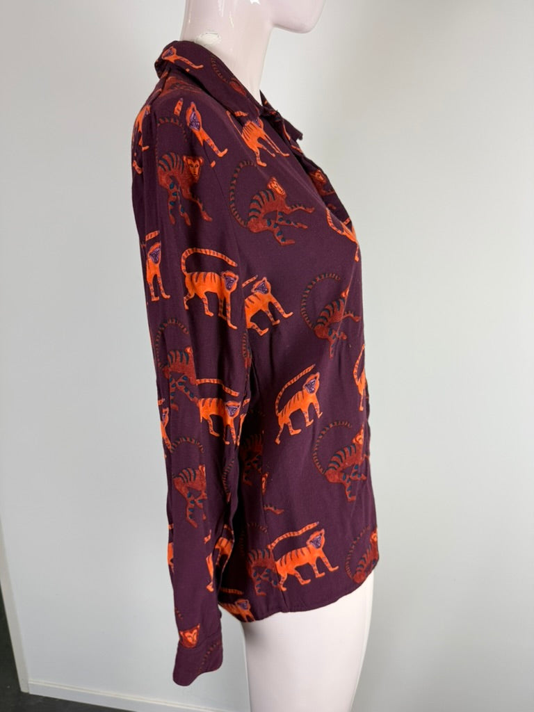 Fabienne Chapot - Blouse - dierenprint, bordeaux/oranje, lange mouwen - XL