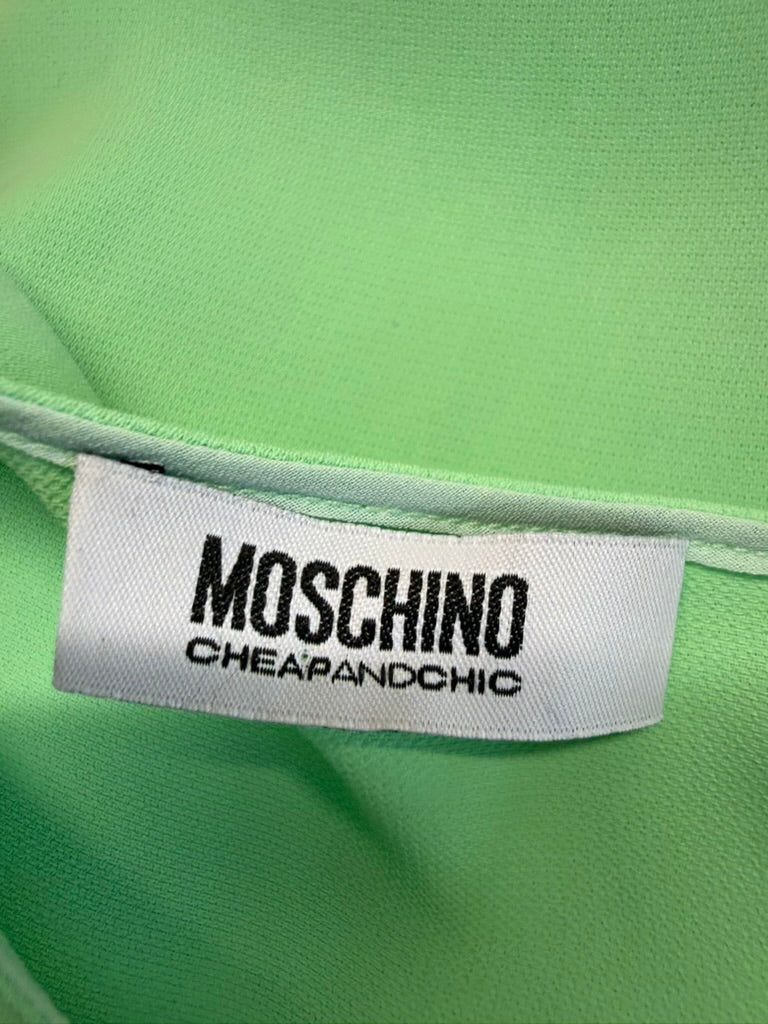 MOSCHINO CHEAP AND CHIC - Jurk - groen en zwart, strik in de taille, korte mouw - XL