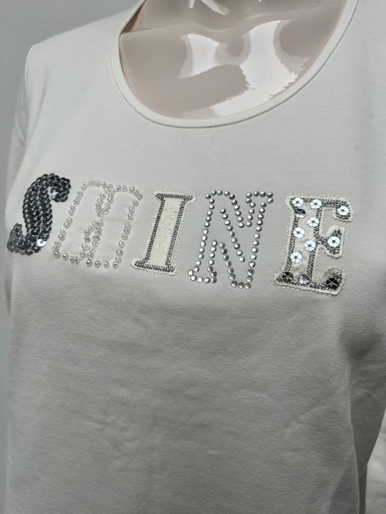 Bandolera - Top - wit, pailletten, tekstprint - L