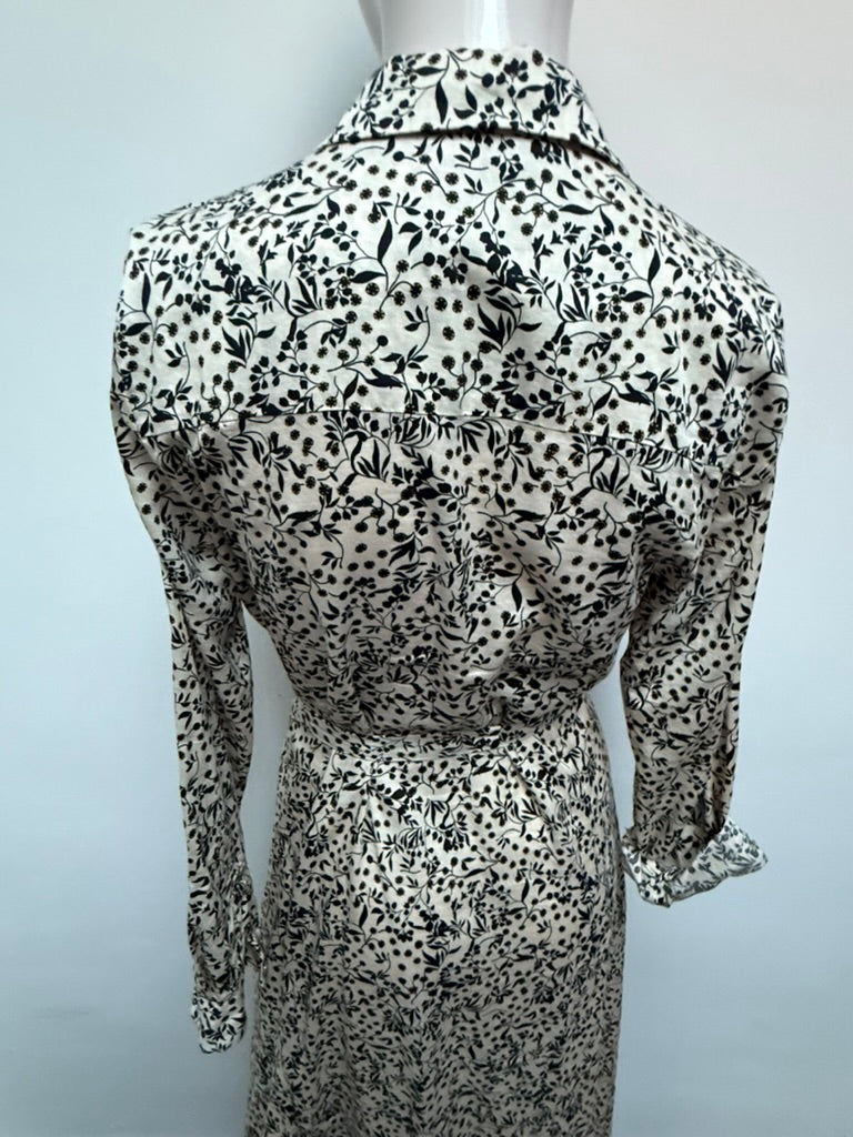 Second Female - Jurk - beige print, doorknoopsluiting, ceintuur - M
