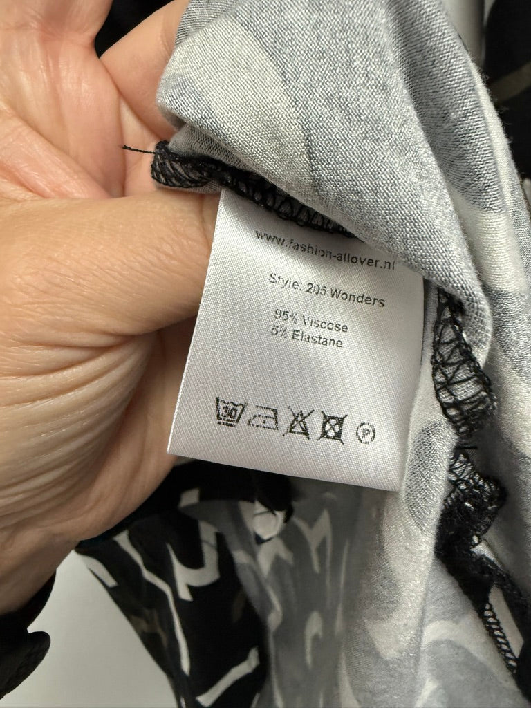 ZOSO - Tuniek - abstracte print, ritsdetails op de schouders, lange mouwen - M