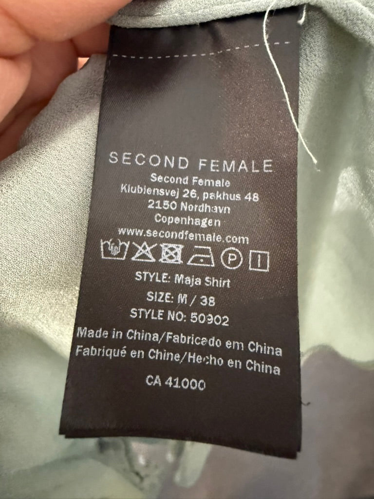 Second Female - Blouse - groen, striklint in de taille, licht doorschijnend - M