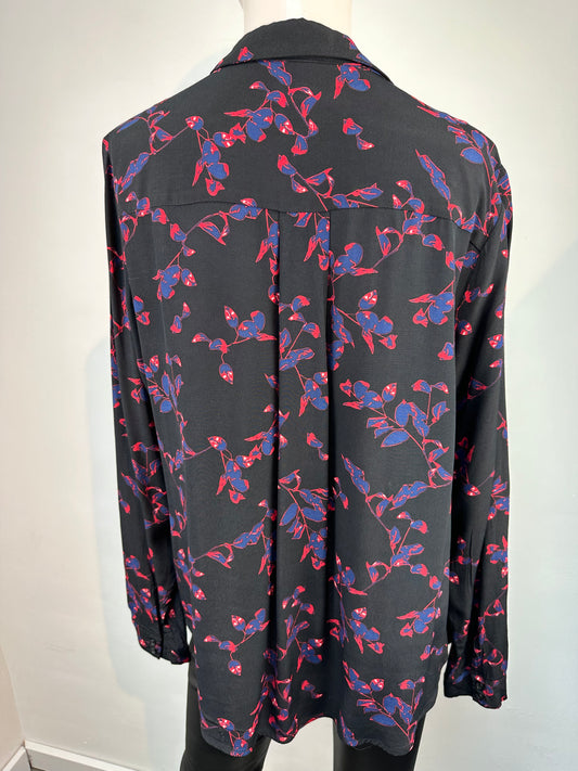Modström zwarte gebloemde blouse maat S