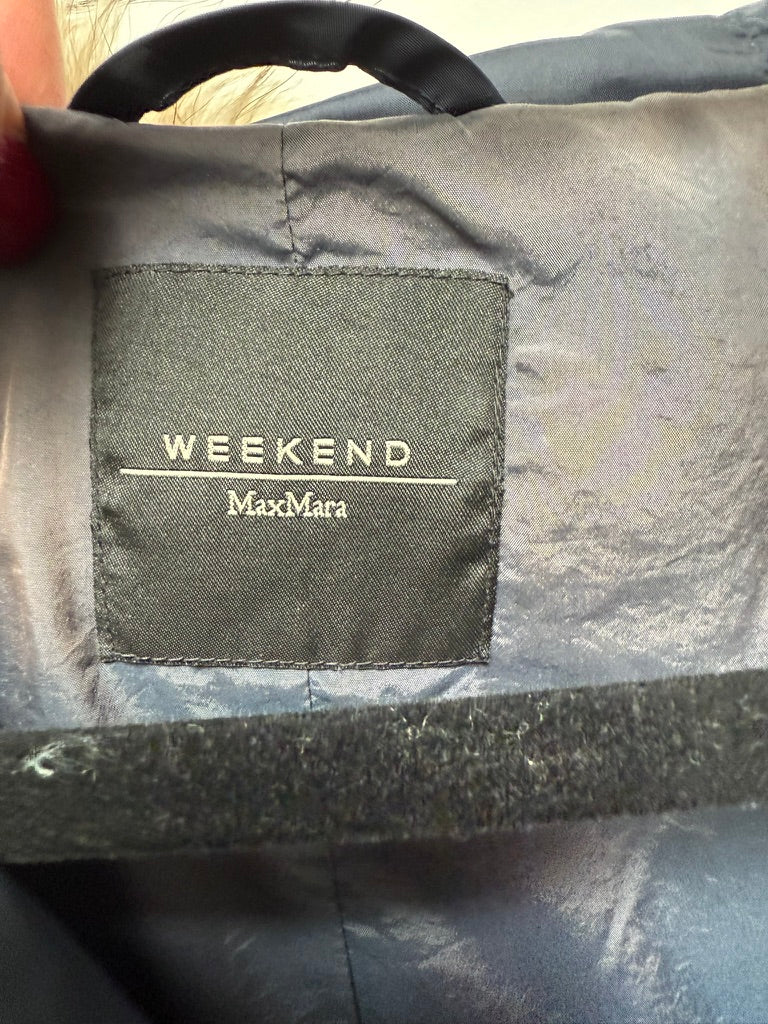 WEEKEND MaxMara - Jas - blauw, gewatteerd, afneembare bontkraag - L