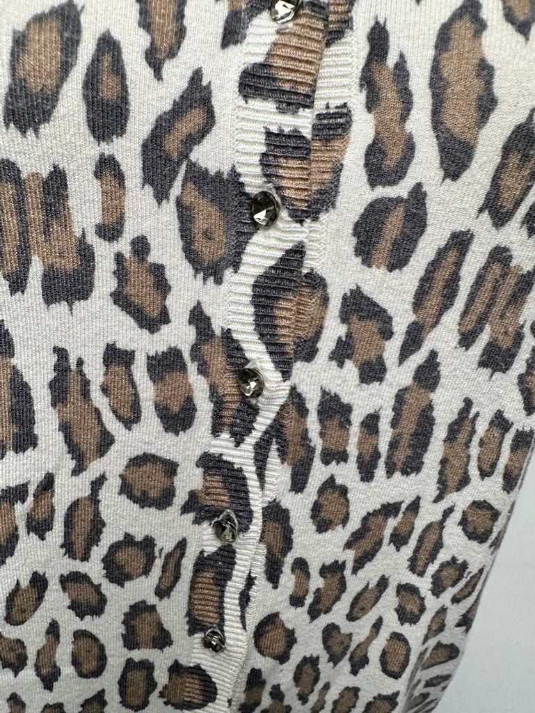 GERARD DAREL - Vest - panterprint, ronde hals, knoopsluiting - M