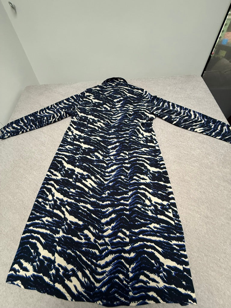 ANDCOWOMAN Zebra Jurk 2XL – Blauw-Witte Midi Blousejurk met Animal Print