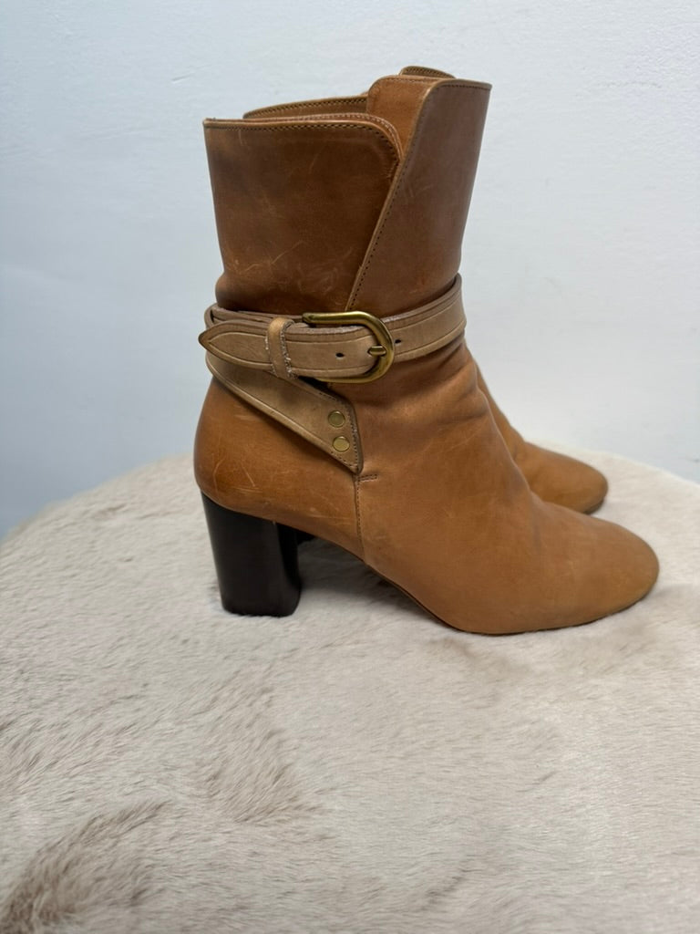 Isabel Marant - Enkellaars - bruin, blokhak, goudkleurige gesp