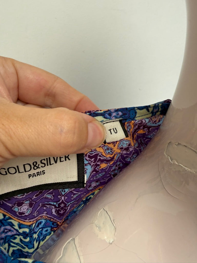 GOLD & SILVER - Jurk - meerkleurig, paisley- en bloemenprint, V-hals Taille Unique