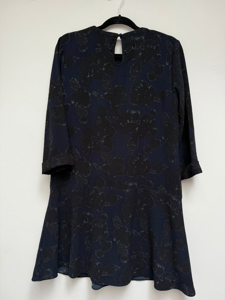 ESSENTIEL ANTWERP - Jurk - blauw, abstract bloemenpatroon, driekwart mouwen - L