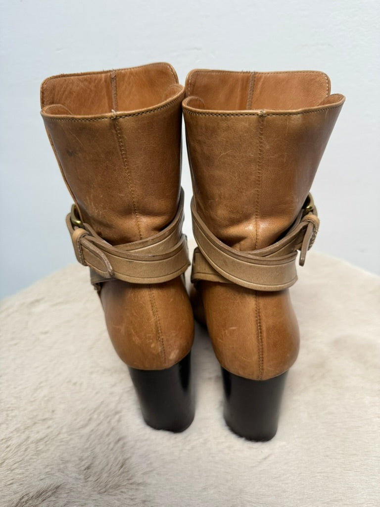 Isabel Marant - Enkellaars - bruin, blokhak, goudkleurige gesp