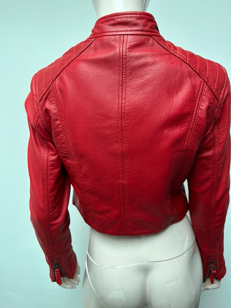 Hilfiger Denim - Jas - rood, leer, bikerstijl - XS