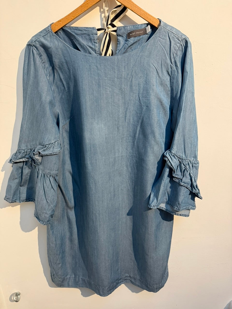 Mint Velvet - Jurk - blauw, denimlook, 3/4 mouw - L