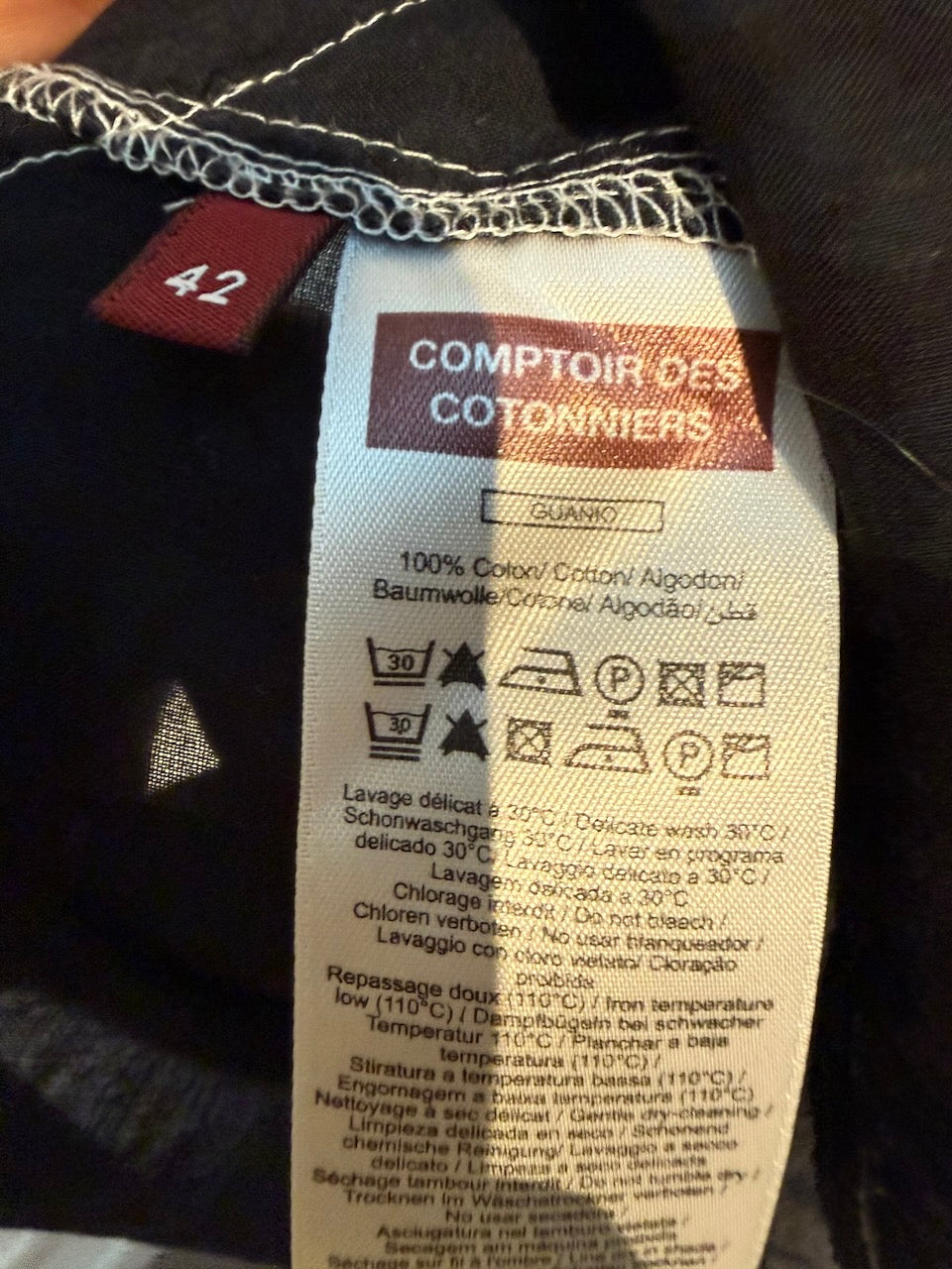 Comptoir des Cotonniers - Blouse - zwart, contrasterende stiksels, korte mouw - L
