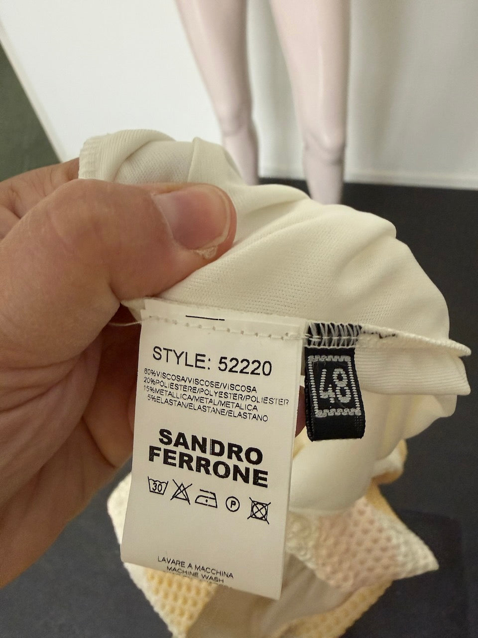 Sandro Ferrone - Jurk - pasteltinten, banenpatroon, mouwloos - XL
