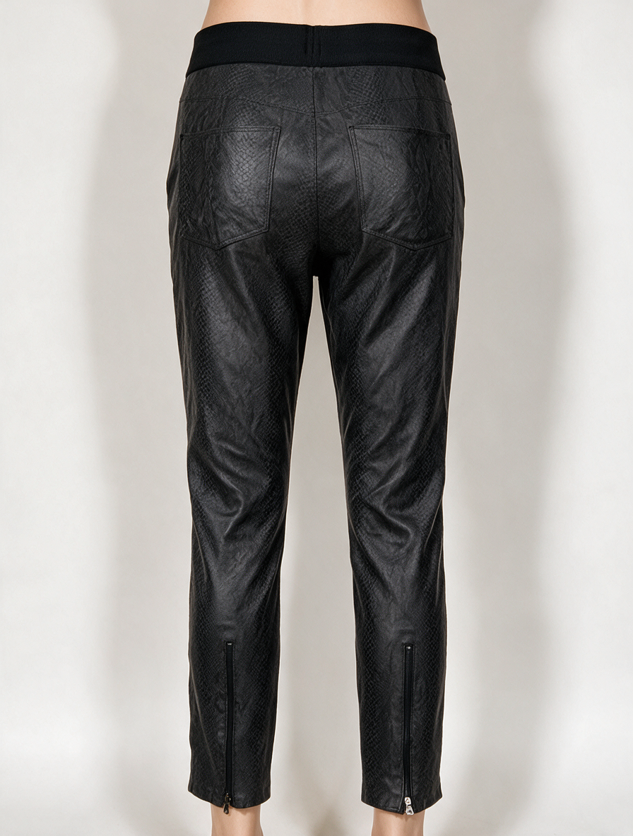 CAMBIO - Broek - zwart, slangenprint, elastische tailleband - S