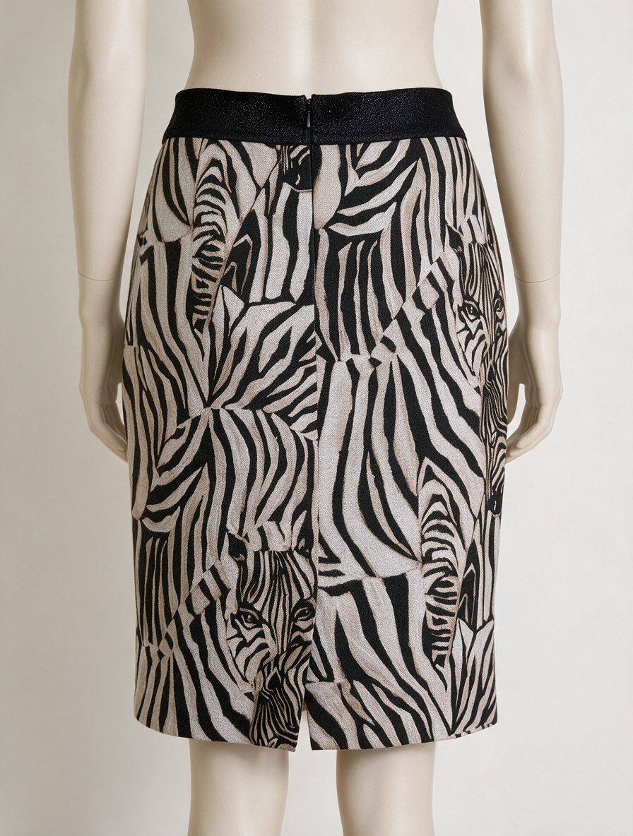 Caroline Biss - Rok - zebraprint, elastische tailleband, knielengte - XXL