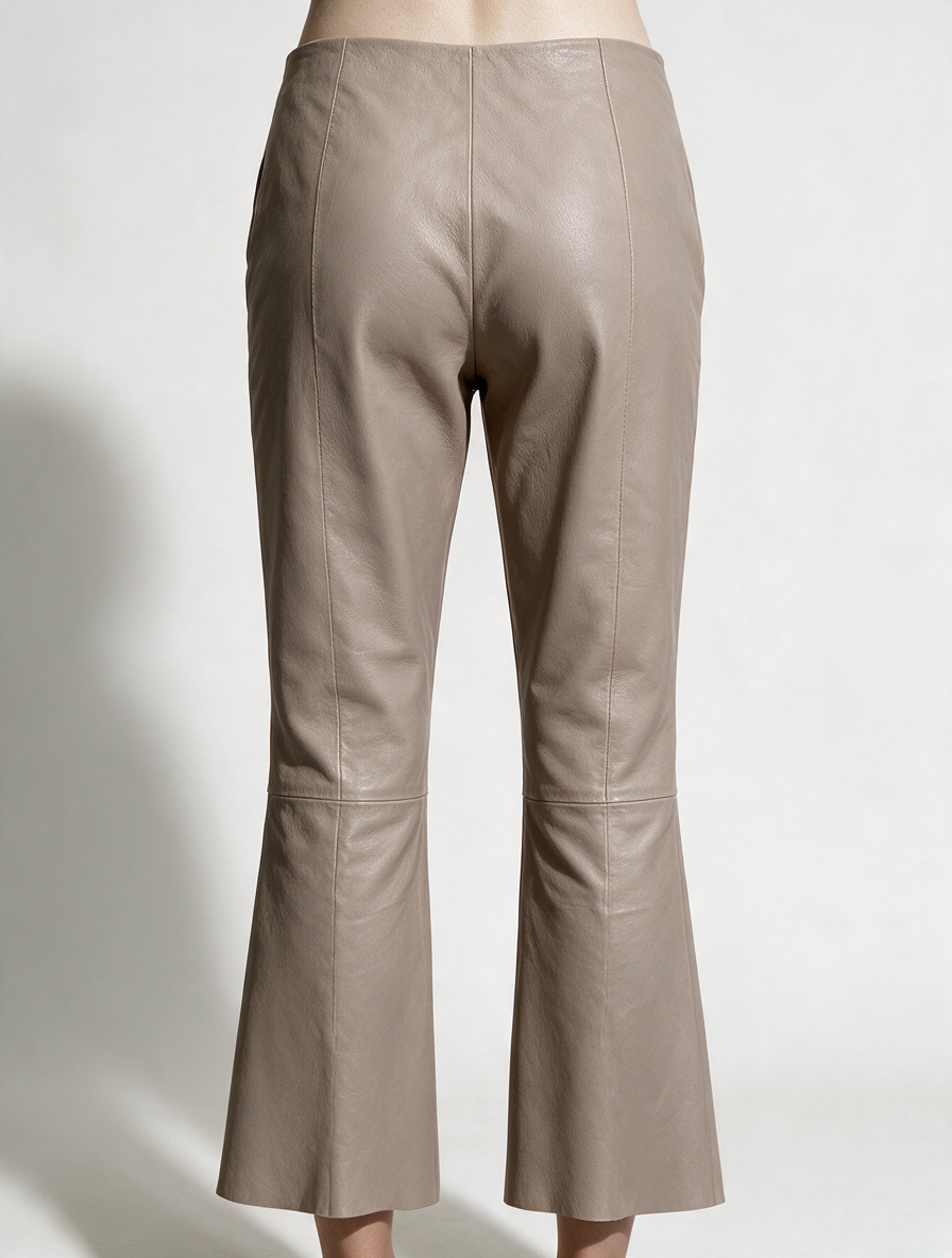 Dante6 - Broek - beige, stretchleer, uitlopende pijpen