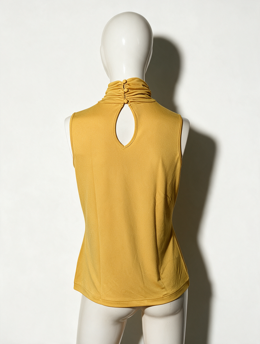 TAIFUN COLLECTION - Top - geel, mouwloos, colhals - L