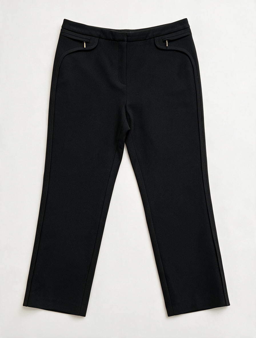 GERARD DAREL - Broek - zwart, rechte pijp, sierzakken met goudkleurige rits - L