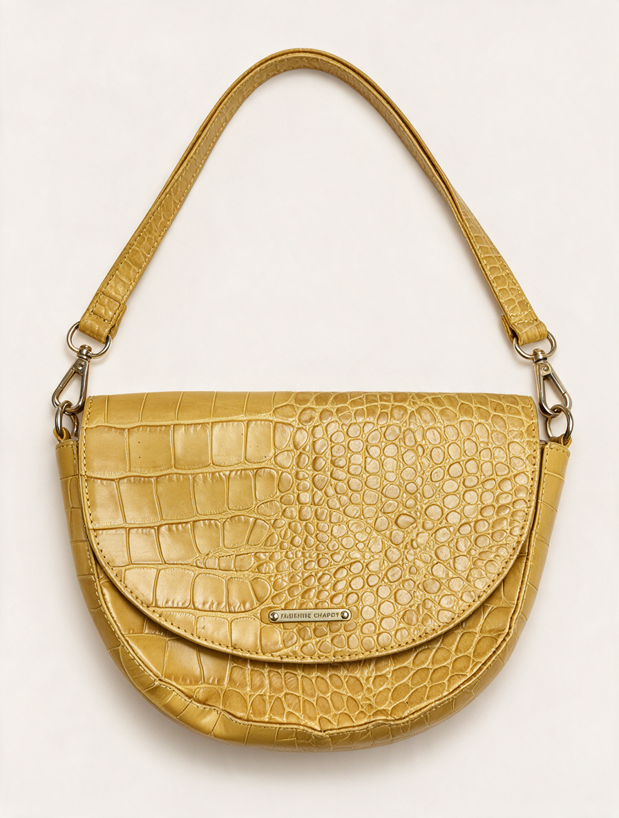 Fabienne Chapot - Schoudertas - geel, croco-structuur, flap met magneetsluiting - 1 maat