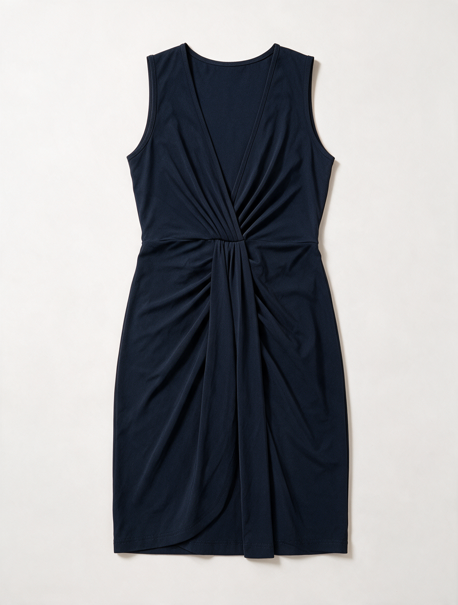 Studio Anneloes - Jurk - donkerblauw, V-hals, plissé detail - S