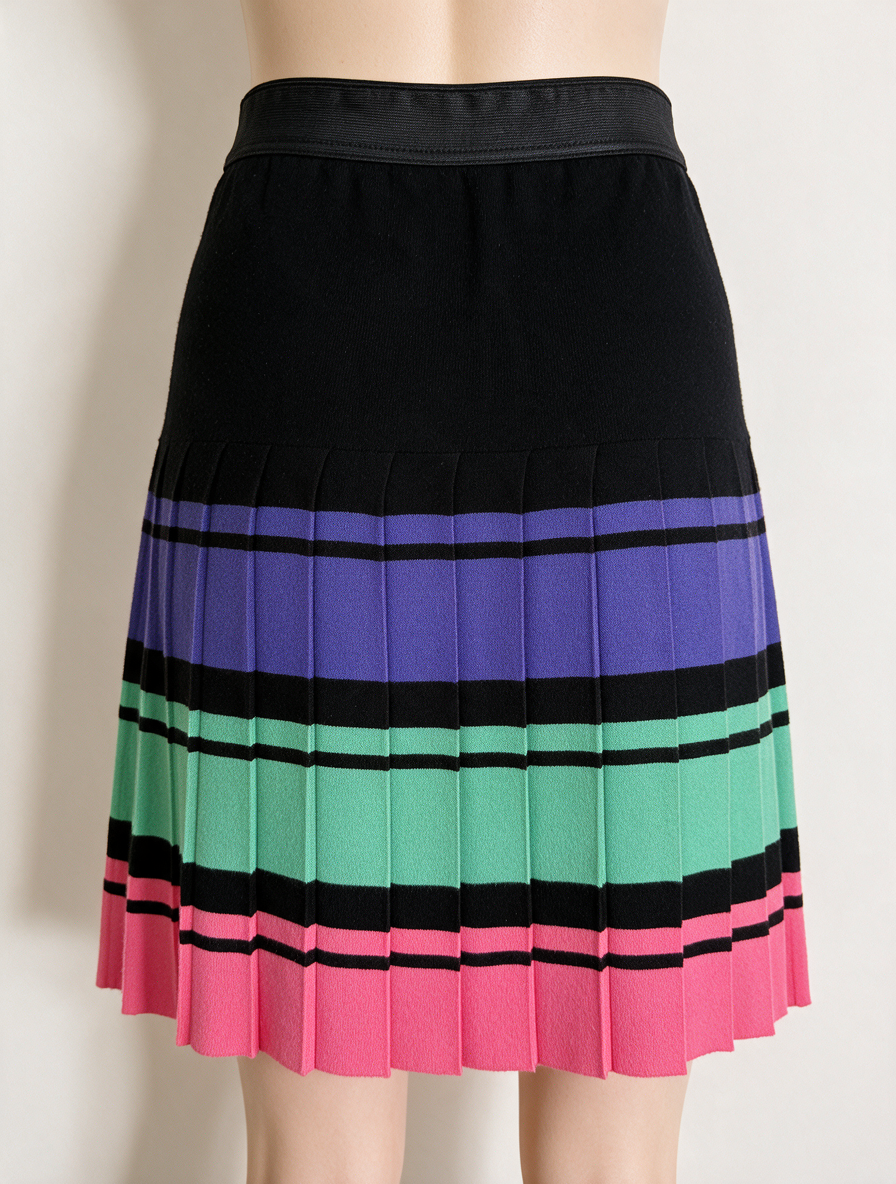 Marc Cain - Rok - plissé, kleurblokken, elastische tailleband - S