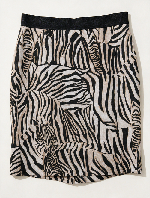 Caroline Biss - Rok - zebraprint, elastische tailleband, knielengte - XXL