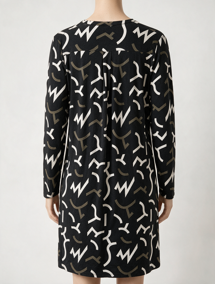 ZOSO - Tuniek - abstracte print, ritsdetails op de schouders, lange mouwen - M