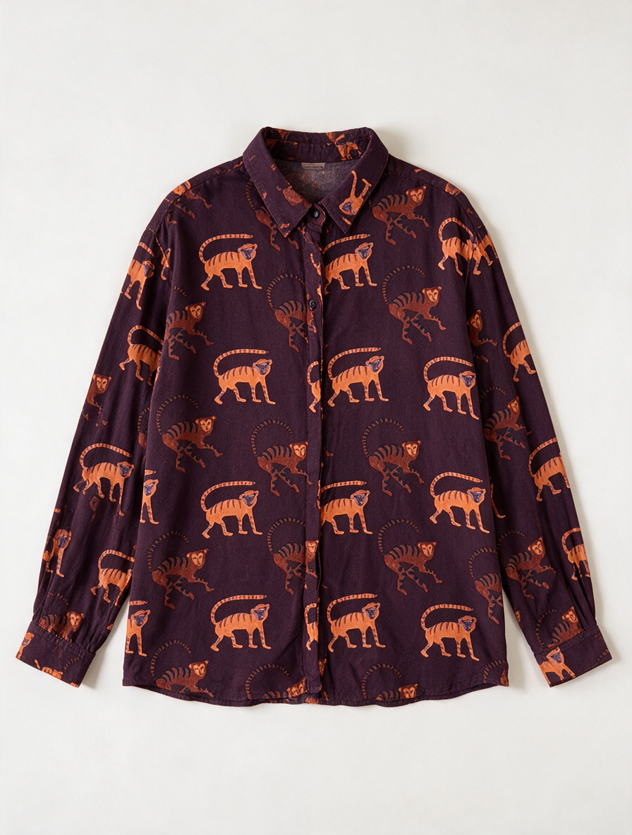 Fabienne Chapot - Blouse - dierenprint, bordeaux/oranje, lange mouwen - XL