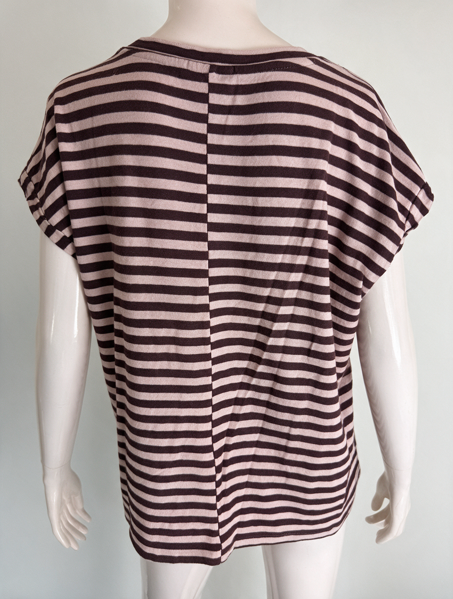 ARMEDANGELS - T-shirt - gestreept, bruin en roze, ronde hals - M