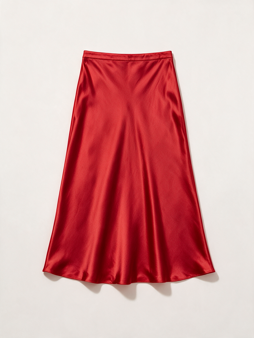ZARA - Rok - rood, midi-lengte, licht glanzend - M