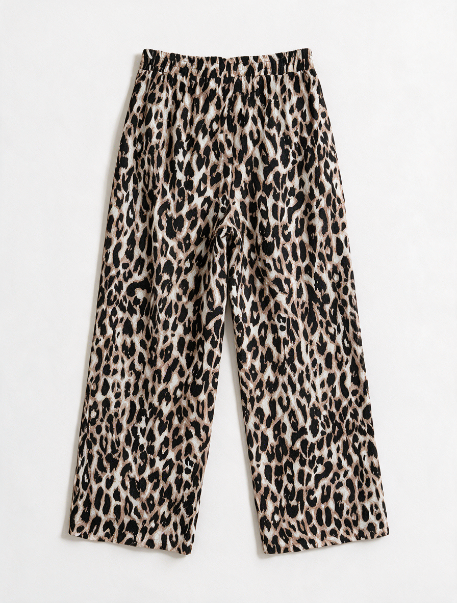 MS mode - Broek - luipaardprint, viscose, trekkoord in taille - XXL