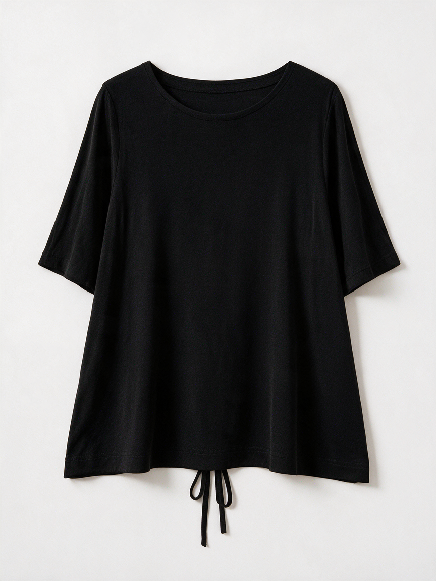 Batida - Blouse - zwart, ronde hals, aansnoerkoord